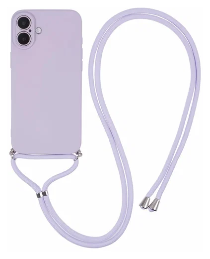 Apple iPhone 16 Hoesje met Koord en Camera Bescherming Back Cover Paars afbeelding 1
