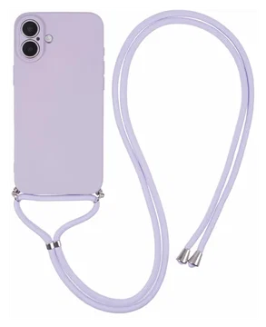 Apple iPhone 16 Hoesje met Koord en Camera Bescherming Back Cover Paars