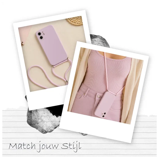 Apple iPhone 16 Hoesje met Koord en Camera Bescherming Back Cover Paars afbeelding 4