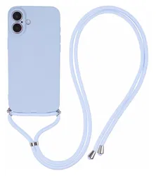 Apple iPhone 16 Hoesje met Koord en Camera Bescherming Back Cover Lichtpaars afbeelding