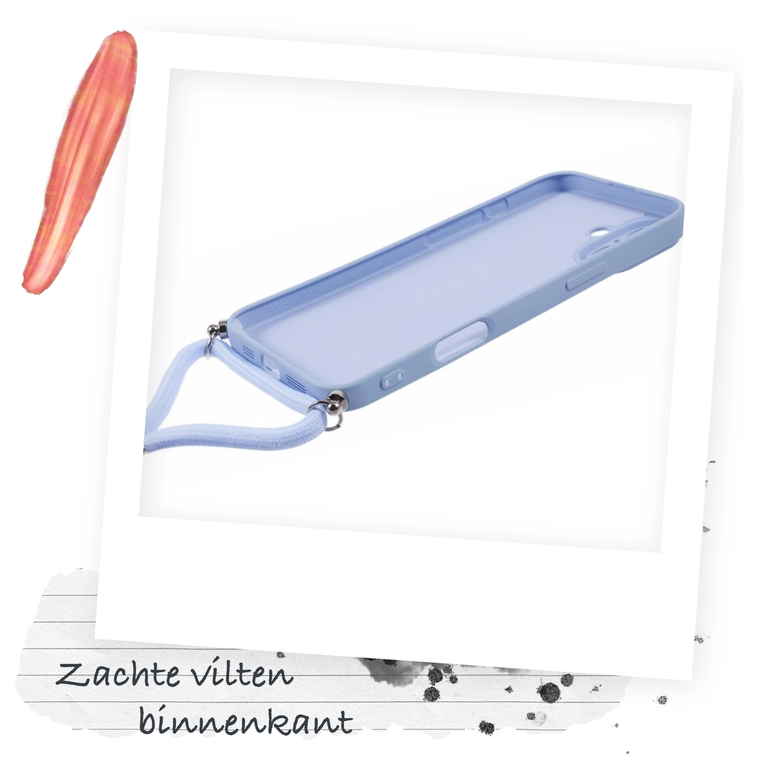 Apple iPhone 16 Hoesje met Koord en Camera Bescherming Back Cover Lichtpaars afbeelding 5