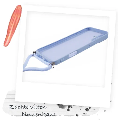 Apple iPhone 16 Hoesje met Koord en Camera Bescherming Back Cover Lichtpaars afbeelding 5