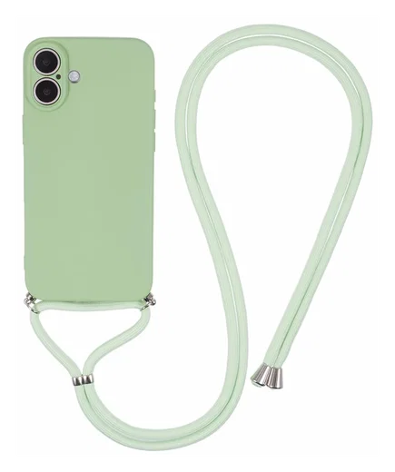 Apple iPhone 16 Hoesje met Koord en Camera Bescherming Back Cover Matcha Groen afbeelding 1