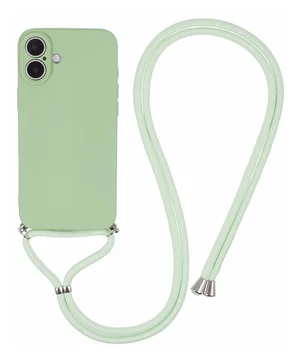 Apple iPhone 16 Hoesje met Koord en Camera Bescherming Back Cover Matcha Groen