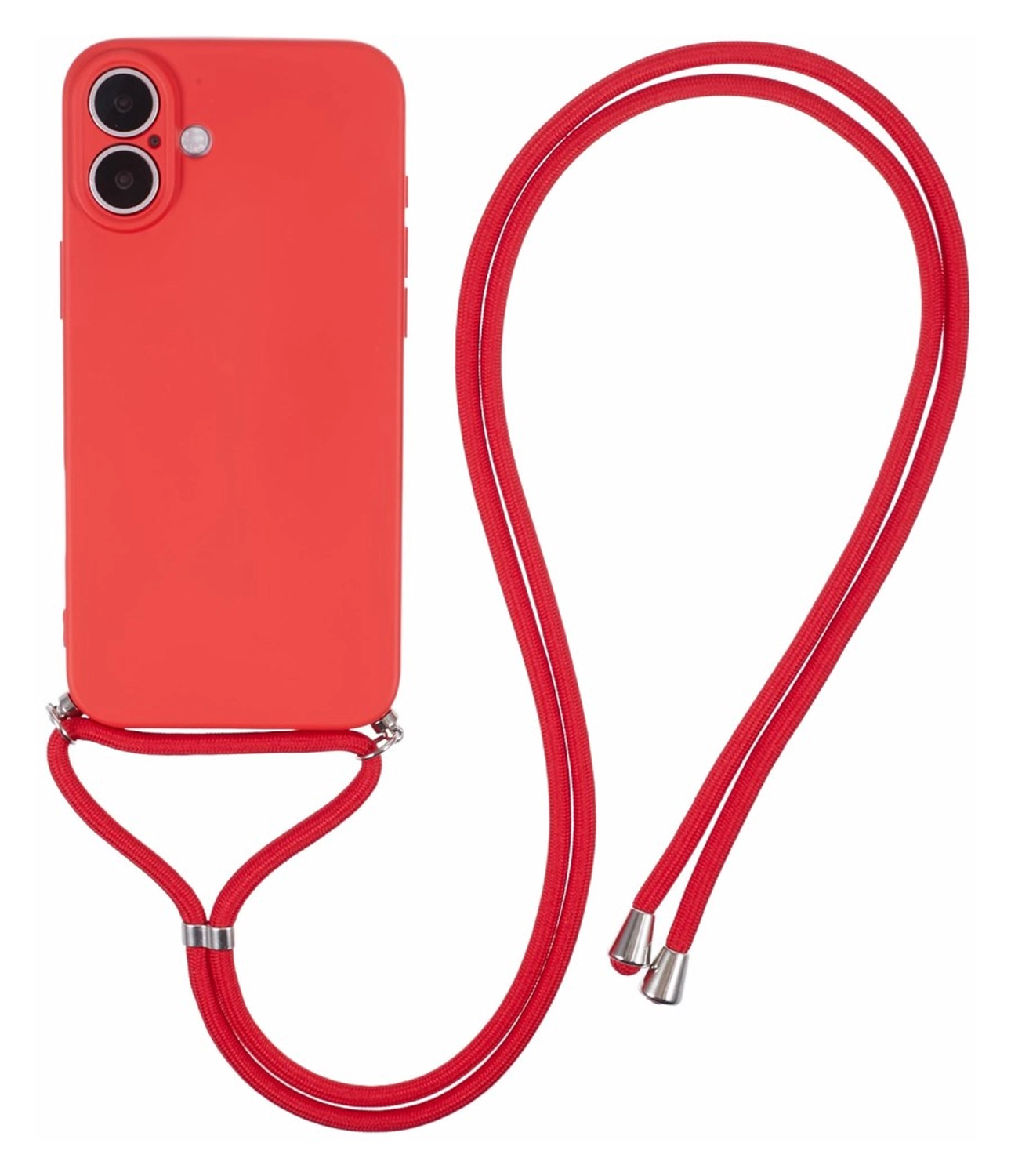 Apple iPhone 16 Hoesje met Koord en Camera Bescherming Back Cover Rood afbeelding 1