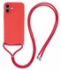 Apple iPhone 16 Hoesje met Koord en Camera Bescherming Back Cover Rood