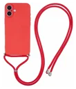 Apple iPhone 16 Hoesje met Koord en Camera Bescherming Back Cover Rood