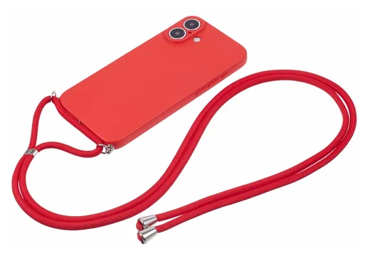 Apple iPhone 16 Hoesje met Koord en Camera Bescherming Back Cover Rood afbeelding 6