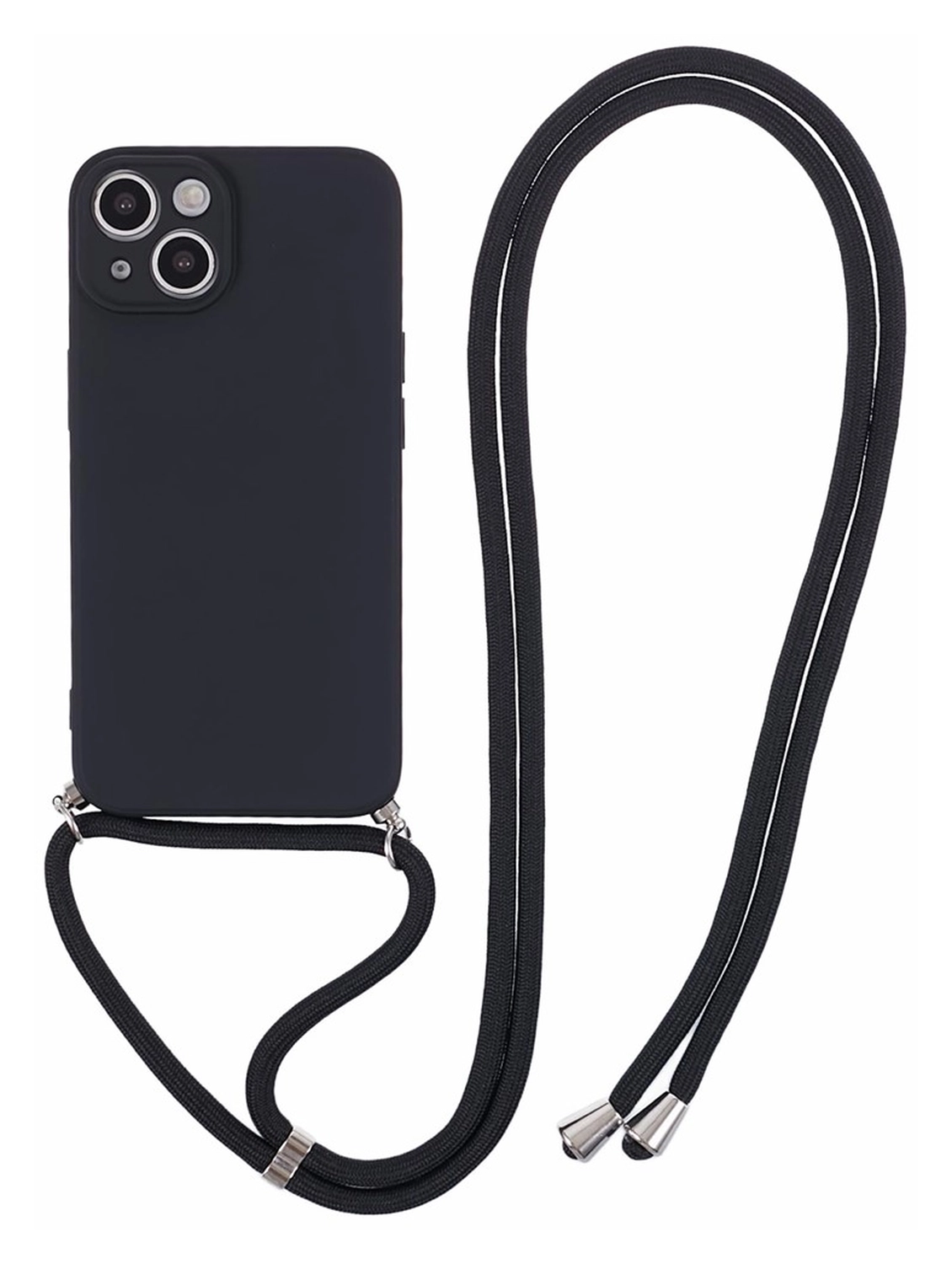 Apple iPhone 15 Hoesje met Koord en Camera Bescherming Back Cover Zwart afbeelding 1