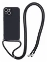 Apple iPhone 15 Hoesje met Koord en Camera Bescherming Back Cover Zwart