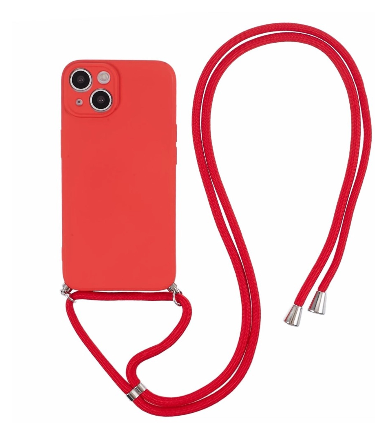 Apple iPhone 15 Hoesje met Koord en Camera Bescherming Back Cover Rood afbeelding 1