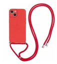Apple iPhone 15 Hoesje met Koord en Camera Bescherming Back Cover Rood