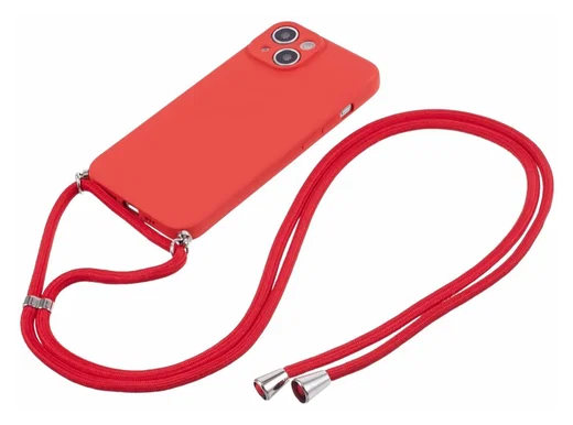 Apple iPhone 15 Hoesje met Koord en Camera Bescherming Back Cover Rood afbeelding 6