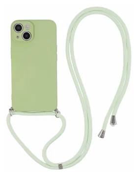 Apple iPhone 15 Hoesje met Koord en Camera Bescherming Back Cover Matcha Groen
