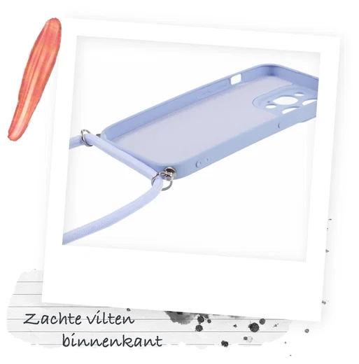 Apple iPhone 15 Pro Hoesje met Koord en Camera Bescherming Back Cover Lichtpaars afbeelding 6