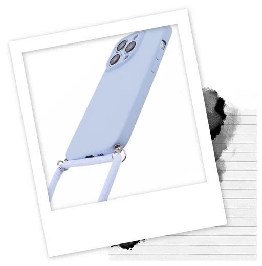 Apple iPhone 15 Pro Hoesje met Koord en Camera Bescherming Back Cover Lichtpaars afbeelding 3
