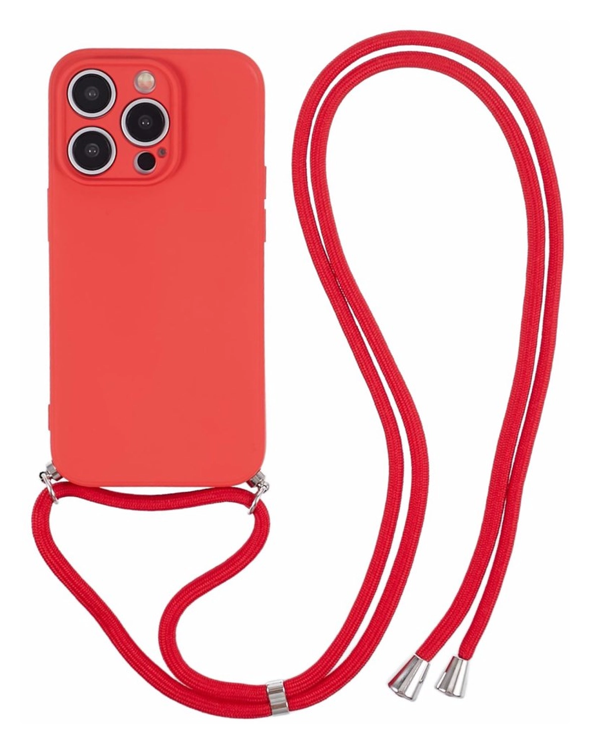 Apple iPhone 15 Pro Hoesje met Koord en Camera Bescherming Back Cover Rood afbeelding 1