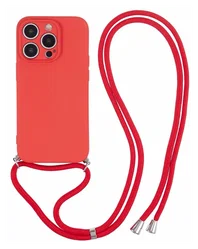 Apple iPhone 15 Pro Hoesje met Koord en Camera Bescherming Back Cover Rood afbeelding