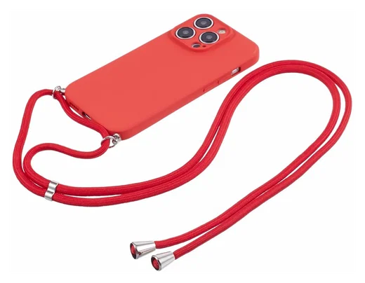 Apple iPhone 15 Pro Hoesje met Koord en Camera Bescherming Back Cover Rood afbeelding 6
