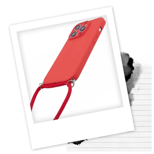 Apple iPhone 15 Pro Hoesje met Koord en Camera Bescherming Back Cover Rood afbeelding 2
