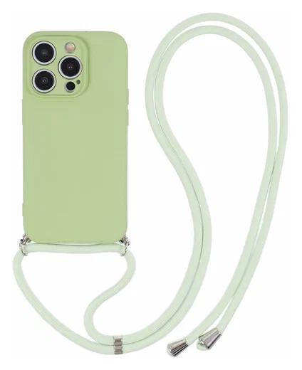 Apple iPhone 15 Pro Hoesje met Koord en Camera Bescherming Back Cover Matcha afbeelding 1