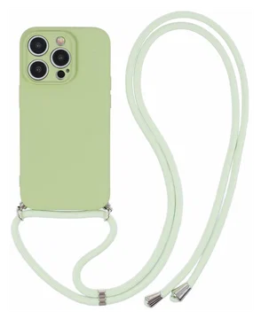 Apple iPhone 15 Pro Hoesje met Koord en Camera Bescherming Back Cover Matcha