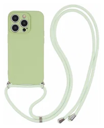 Apple iPhone 15 Pro Hoesje met Koord en Camera Bescherming Back Cover Matcha afbeelding
