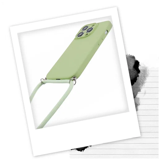Apple iPhone 15 Pro Hoesje met Koord en Camera Bescherming Back Cover Matcha afbeelding 2