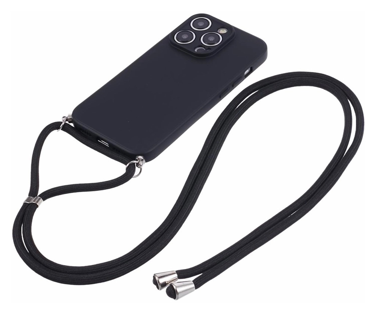 iPhone 15 Pro Max Hoesje met Koord en Camera Bescherming Back Cover Zwart afbeelding 6