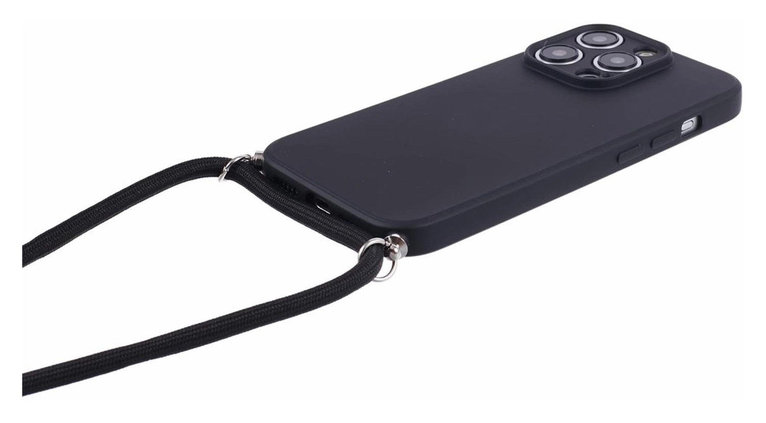 iPhone 15 Pro Max Hoesje met Koord en Camera Bescherming Back Cover Zwart afbeelding 7