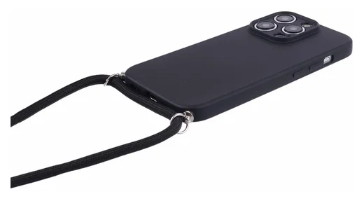 iPhone 15 Pro Max Hoesje met Koord en Camera Bescherming Back Cover Zwart afbeelding 7