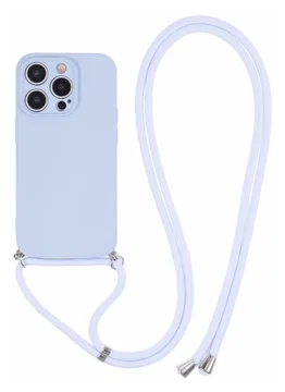 iPhone 15 Pro Max Hoesje met Koord en Camera Bescherming Back Cover Lichtpaars