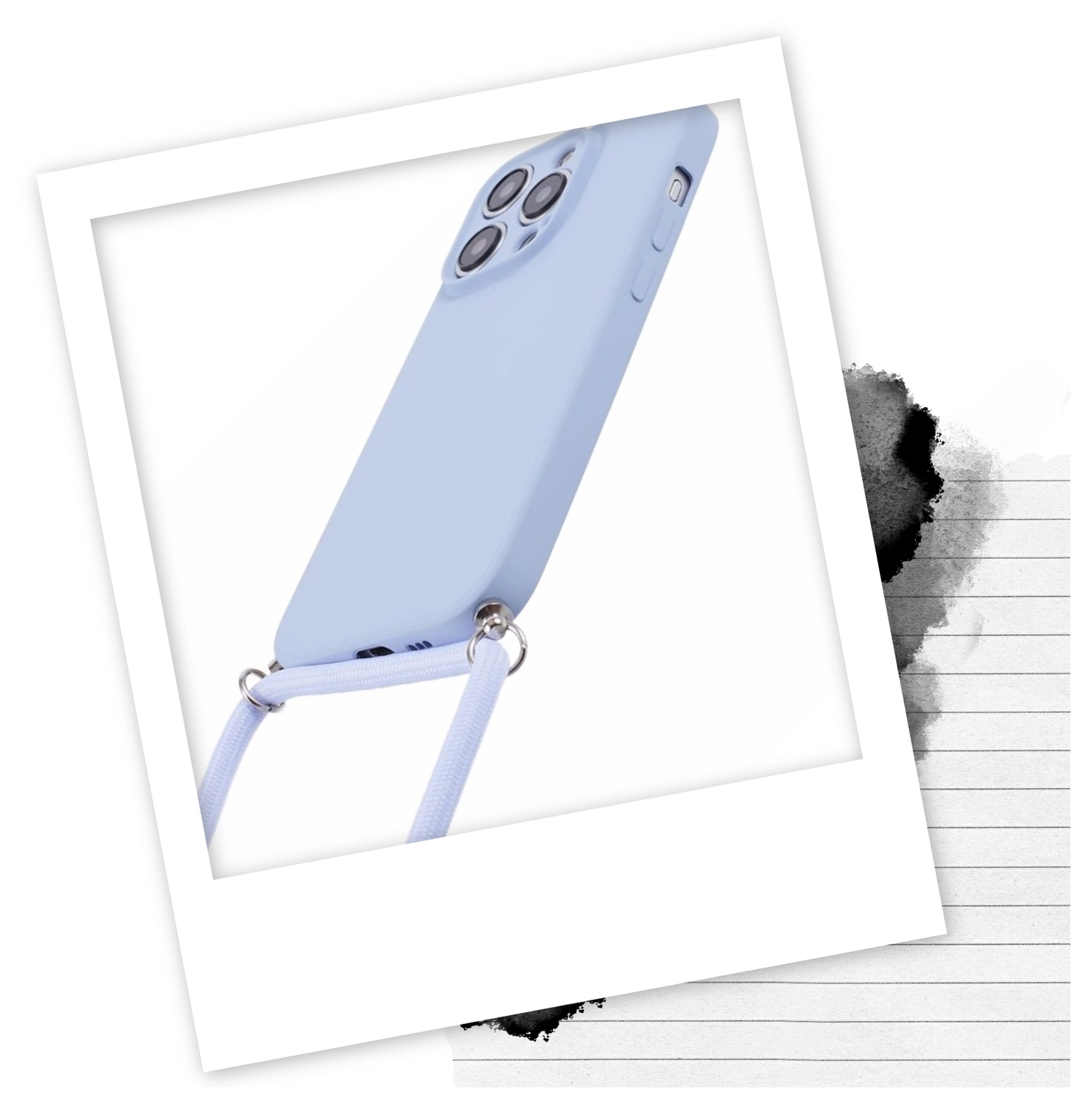 iPhone 15 Pro Max Hoesje met Koord en Camera Bescherming Back Cover Lichtpaars afbeelding 2