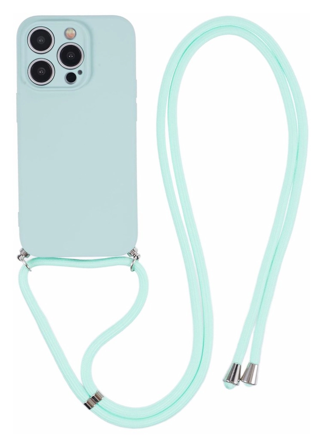 Apple iPhone 15 Pro Max Hoesje met Koord en Camera Bescherming Back Cover Mint afbeelding 1