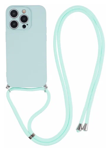 Apple iPhone 15 Pro Max Hoesje met Koord en Camera Bescherming Back Cover Mint afbeelding 1