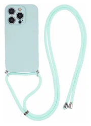 Apple iPhone 15 Pro Max Hoesje met Koord en Camera Bescherming Back Cover Mint afbeelding