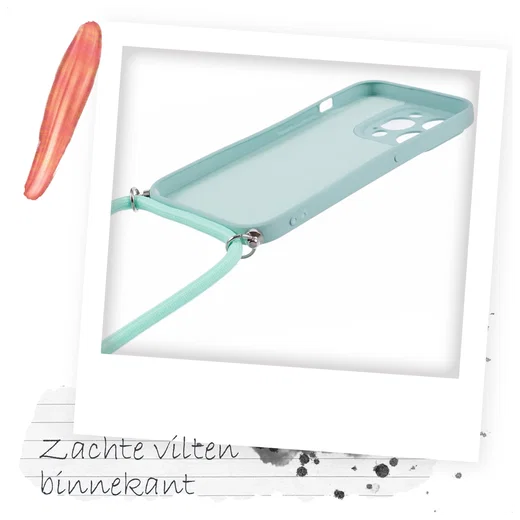 Apple iPhone 15 Pro Max Hoesje met Koord en Camera Bescherming Back Cover Mint afbeelding 6