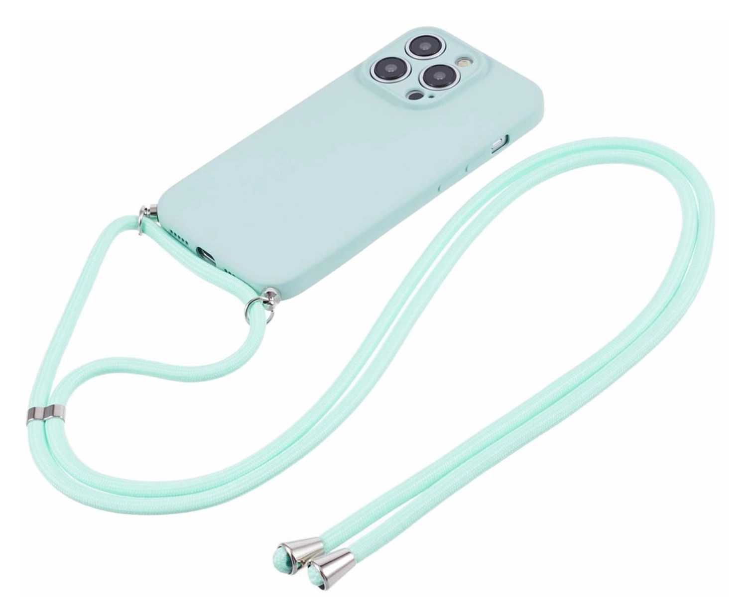 Apple iPhone 15 Pro Max Hoesje met Koord en Camera Bescherming Back Cover Mint afbeelding 7