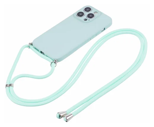 Apple iPhone 15 Pro Max Hoesje met Koord en Camera Bescherming Back Cover Mint afbeelding 7