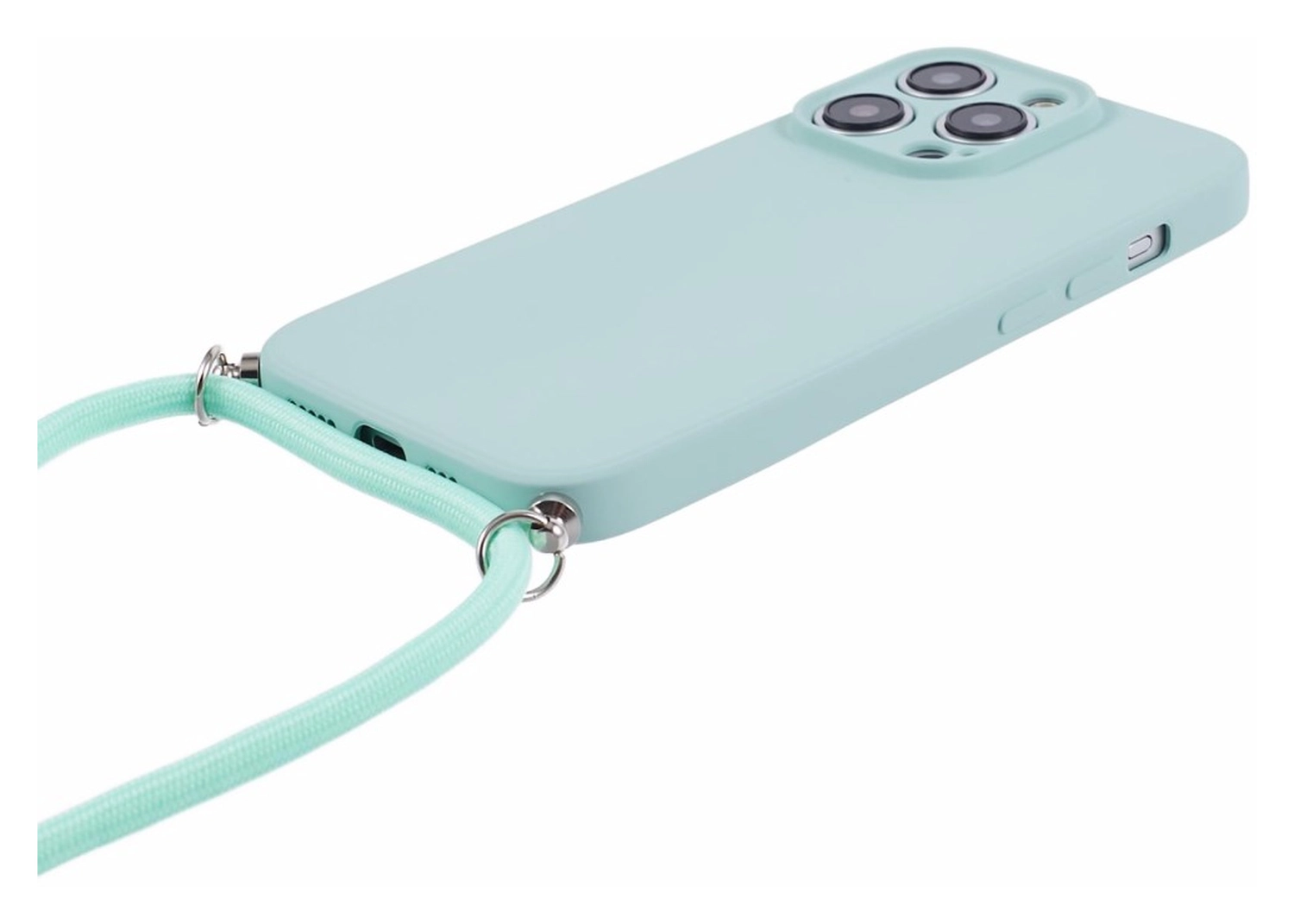 Apple iPhone 15 Pro Max Hoesje met Koord en Camera Bescherming Back Cover Mint afbeelding 8