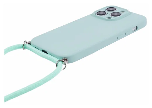 Apple iPhone 15 Pro Max Hoesje met Koord en Camera Bescherming Back Cover Mint afbeelding 8
