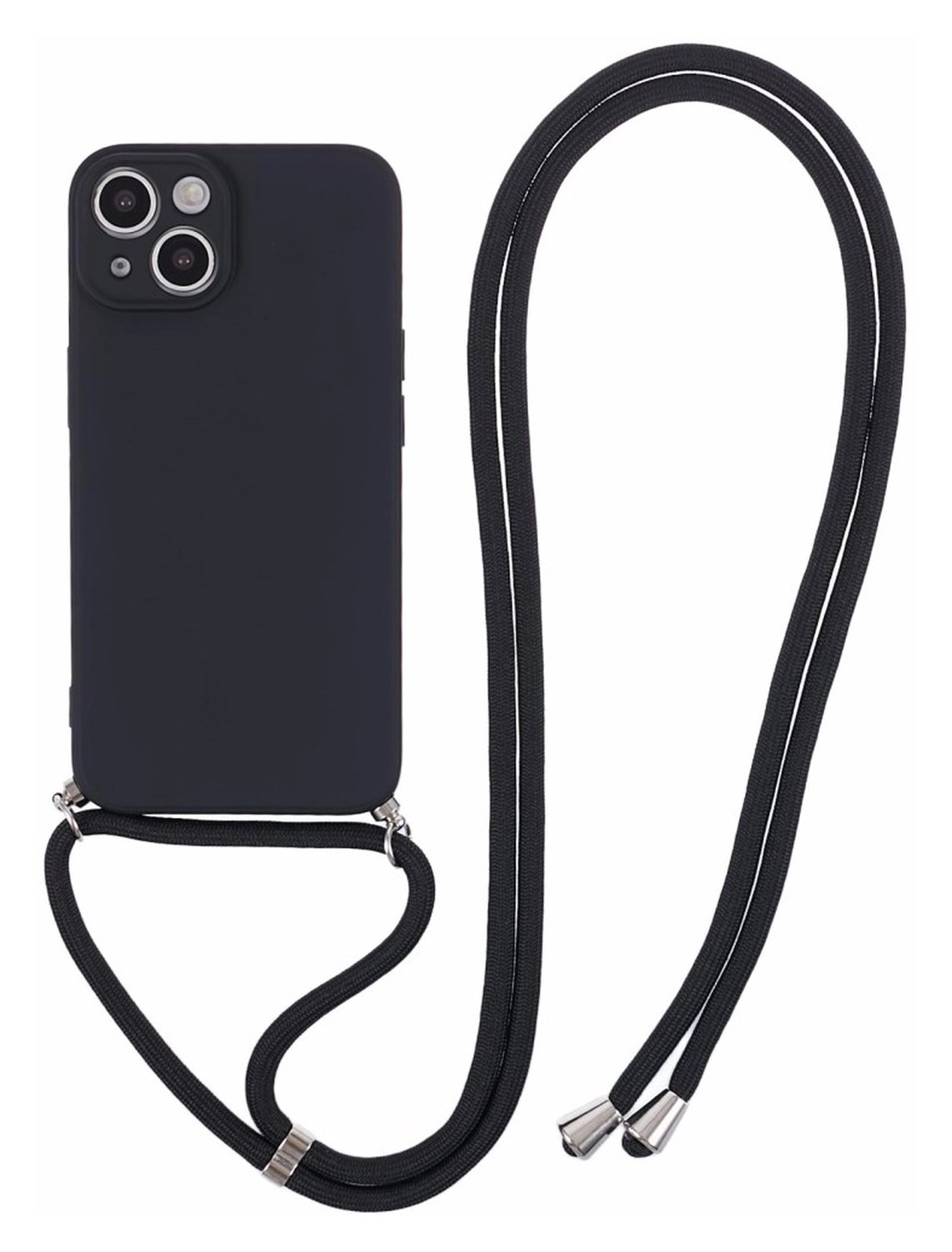Apple iPhone 13 Hoesje met Koord en Camera Bescherming Back Cover Zwart afbeelding 1