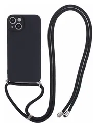 Apple iPhone 13 Hoesje met Koord en Camera Bescherming Back Cover Zwart afbeelding