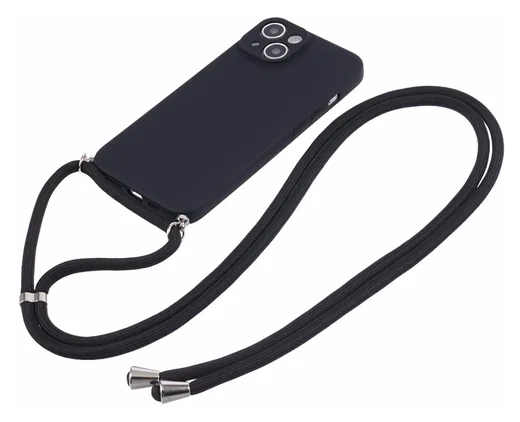 Apple iPhone 13 Hoesje met Koord en Camera Bescherming Back Cover Zwart afbeelding 6