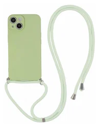 Apple iPhone 13 Hoesje met Koord en Camera Bescherming Back Cover Matcha Groen afbeelding