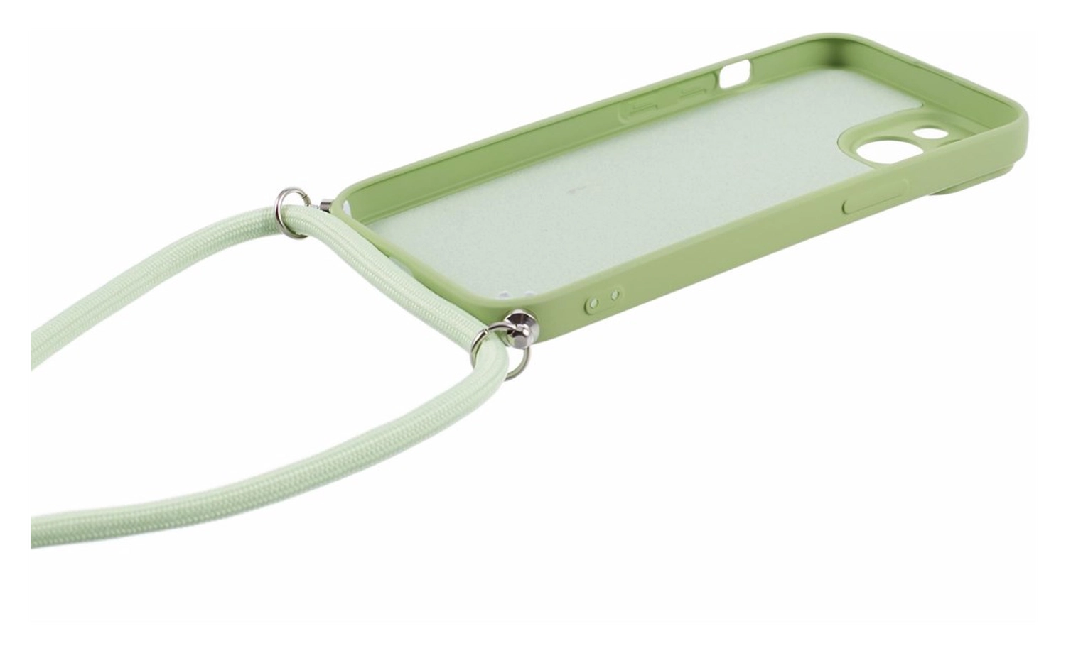 Apple iPhone 13 Hoesje met Koord en Camera Bescherming Back Cover Matcha Groen afbeelding 7