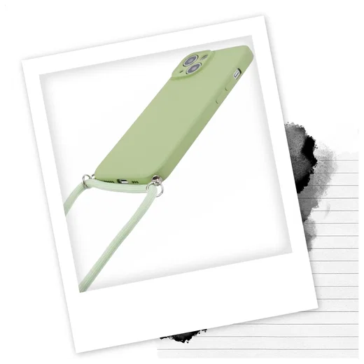 Apple iPhone 13 Hoesje met Koord en Camera Bescherming Back Cover Matcha Groen afbeelding 2