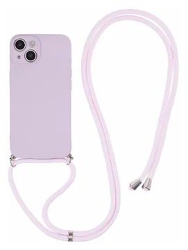 Apple iPhone 14 Hoesje met Koord en Camera Bescherming Back Cover Paars