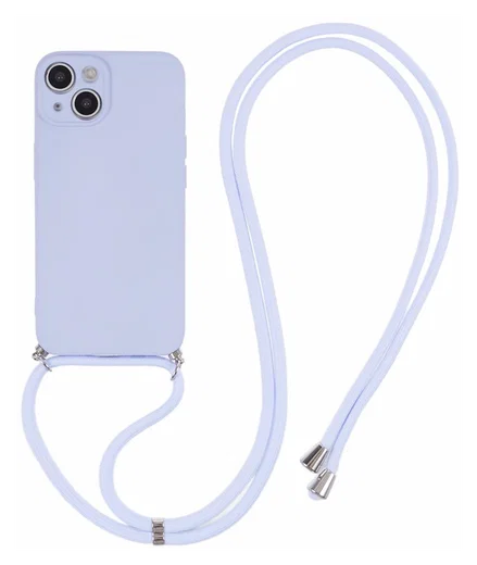 Apple iPhone 14 Hoesje met Koord en Camera Bescherming Back Cover Lichtpaars afbeelding 1