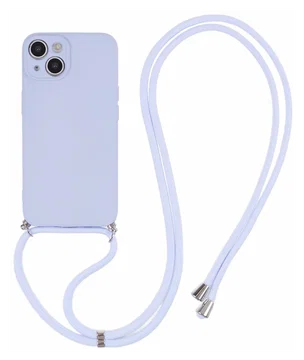 Apple iPhone 14 Hoesje met Koord en Camera Bescherming Back Cover Lichtpaars